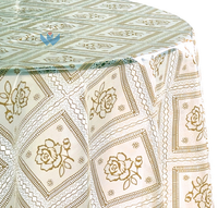 Nappe en plastique PVC transparente imprimée, nappe en vinyle transparente, nappe florale, sur-nappes de mariage