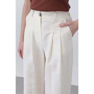 Pantalon large pour femme, taille haute, respirant, en mélange de lin, noir - Product Image 4