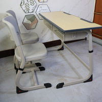 Bureau et chaise d'étude doubles, table de classe, chaises d'école avec bureau intégré