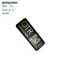 Plaque de nom d'entreprise en métal brossé gravé sur mesure, plaque d'informations de contact OEM avec code QR
