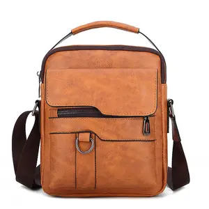 उच्च गुणवत्ता वाले चमड़े के हैंडबैग पीयू चमड़े के बैग पुरुष रेट्रो पुरुष क्रॉसबॉडी बैग नए कॉफी रंग व्यावहारिक पुरुषों के बिजनेस बैग और मामले