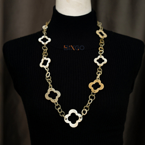 Collar de Cadena con Eslabones de Cuerno de Búfalo Natural Artístico con Patrón Floral Hueco, Regalo de Moda, Artesanía Tribal de Cuerno, Patrón de Grano Único - Product Image 6