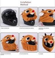 Housse de casque de moto renne mignon en fausse fourrure de lapin douce, ajustement universel pour casques intégraux, coupe-vent, anti-rayures, cadeau festif