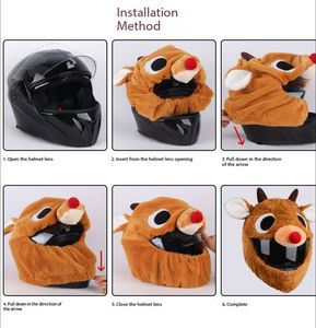 Housse de casque de <span class=keywords><strong>moto</strong></span> renne mignon en fausse fourrure de lapin douce, ajustement universel pour casques intégraux, coupe-vent, anti-rayures, cadeau festif - Product Image 5