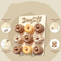 Support à donuts en bois pour 9 donuts, idéal pour les anniversaires, mariages, baby showers, et décorations de fête