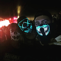 Masque d'Halloween lumineux à LED en PVC avec égaliseur sonore activé par le son pour les fêtes et les célébrations