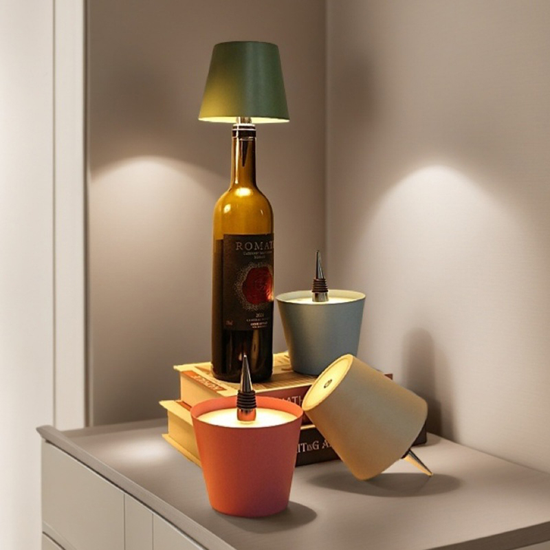 Night Lights Wireless LED Lamps 3 Colors Wine Bottle Light Decorative Bottle Lamp Dimming Cordless Atmosphere Table Light Decor
