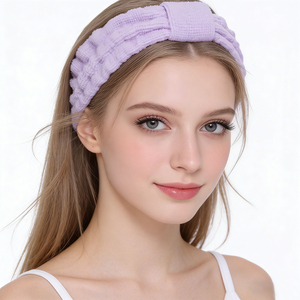 Haokey OEM Bandeau élastique ultra-fin en microfibre 21*9 cm pour spa, yoga, sport, douche, maquillage, bain, mode, avec logo personnalisé pour femme - Product Image 1