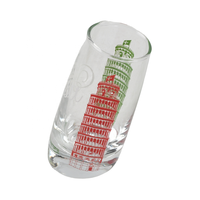 Gobelet en verre personnalisé créatif en forme de tour de Pise |   Verres à boire transparents souvenirs d'Italie |   Logo personnalisé en gros