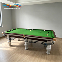 Table de billard S.Q.F Classic Green Felt 9 pieds avec pieds en marbre, plateau en ardoise, coussin en cuir, pour salle de jeux professionnelle, club de luxe ou usage domestique.