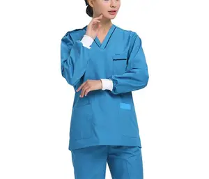 热销时尚勃艮第深蓝色医用磨砂女士磨砂护理涤纶弹力医院制服