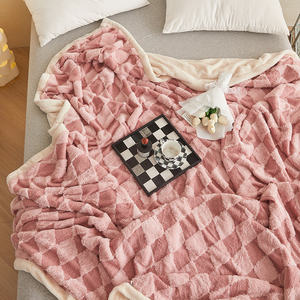 Soft Jacquard <strong>Double</strong> Layer <strong>Teddy</strong> Milk <strong>Fleece</strong> Blanket Throw Solid Flannel <strong>Fleece</strong> <strong>Double</strong> Bed Cover for Four Seasons Travel Air - Product Image 3