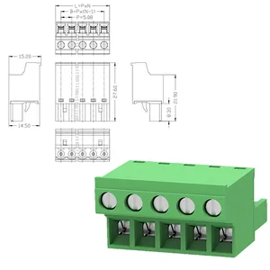 5.08mm pitch 5pin connector 2EDGKC FRONT-MSTB 2.5/..-ST 2ESDF Pcb Spring Pluggable Connector Din Rail Screwless Terminal Block