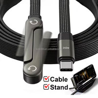 Nuevo Cable de Carga Rápida de 240W 2026 con Soporte para Teléfono, Cable de Carga Rápida USB C Tipo-C con Trenzado de Nailon para iPhone y Samsung