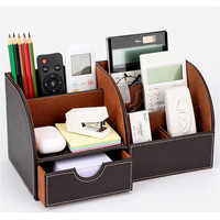 Boîtes de rangement multifonctions en cuir, accessoires de bureau, porte-stylos et crayons en cuir marron, boîte de rangement pour articles divers, V-ding VD-407