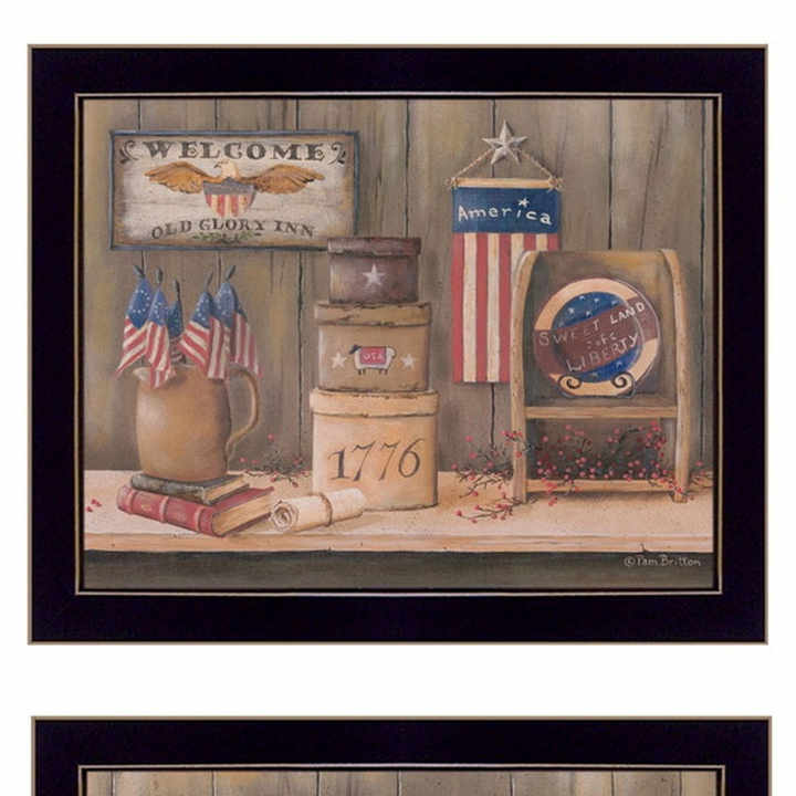 hms Set Of Two Sweet Land of Liberty 1 Black Framed Print Wall Art