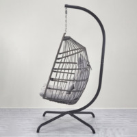 Chaise œuf tissée en métal moderne balançoire pliante suspendue pour patio cour extérieure villa balcon coussin imperméable livraison en usine