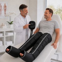 Bottes de massage à compression d'air pour jambes à 5 chambres et 360 degrés, 6 modes de massage, 4 minuteurs, système de récupération rechargeable pour le sport