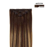 Extensions de cheveux Remy malaisiens de 12 pouces, balayage, à clipser, en cheveux humains, pour femmes, lisses et soyeux, brun chocolat, blond miel, mèches