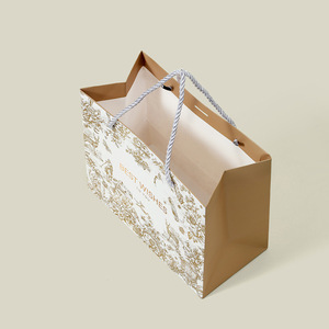 <span class=keywords><strong>Bolsa</strong></span> de Regalo al por Mayor para Pequeñas Empresas, con Lazo, Reutilizable, Reciclable, de Cartón Blanco CMYK, con Estampado Dorado en Caliente - Product Image 3