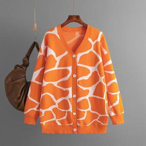 Nouvelle collection de vêtements pour femmes, automne et hiver, pull jacquard à col en V, long, à motifs, manteau ample - Product Image 6