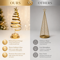 Sapin de Noël en métal pré-éclairé de qualité supérieure, écologique, avec lumières LED blanc chaud et base de support pour une utilisation en intérieur