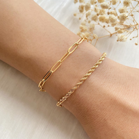 Bracelets en acier inoxydable minimalistes personnalisés en gros, étanches, chaîne trombone, chaîne chevrons, chaîne corde, chaîne serpent