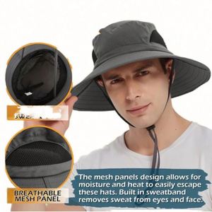 Wholesale Summer 2024 Waterproof Bucket <b>Hat</b> Beach <b>Hat</b> <b>Sun</b> Protective Fishing Boonie <b>Hat</b> for <b>Men</b> - Product Image 4