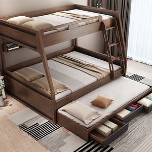 Cama Literas Doble de <span class=keywords><strong>Madera</strong></span> Maciza para Niños, Diseño Antideslizante para Escaleras, Muebles Modernos para Dormitorio Infantil - Product Image 3
