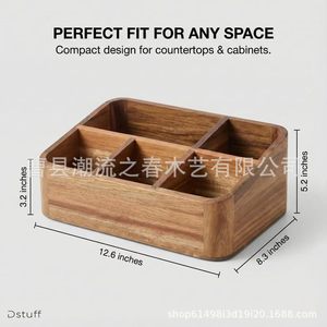 Cross-border wooden storage <b>box</b>, compartmentalized organizer, bar counter coffee and <b>tea</b> bag storage <b>box</b>, living room desktop - Product Image 4