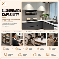 Meuble de cuisine minimaliste sur mesure, finition grise, design modulaire, solution de rangement d'angle pour projets de rénovation d'appartements modernes