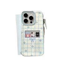 Fresh Blue Grid Cat Forlphone 15PROMAX étui pour téléphone portable Foriphone 14 Simple 13 Transparent 12 étui souple 11