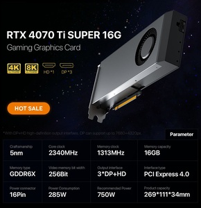 พัดลมระบายความร้อนใหม่ 16 พิน 256 บิต หน่วยความจำ 16GB GDDR6X สำหรับเดสก์ท็อป PCIe 4.0 สำหรับประกอบพีซี เซิร์ฟเวอร์ AI GeForce RTX 4070 Ti Super  กราฟิกประสิทธิภาพสูง - Product Image 3