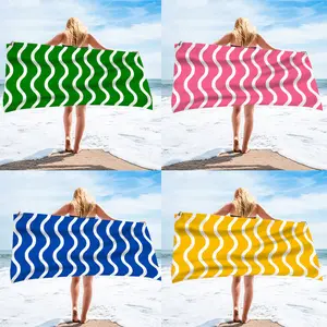 त्वरित शुष्क रेत मुक्त पुनर्नवीनीकरण पीईटी स्नान तौलिया 75*150 सेमी ग्रीष्मकालीन कंबल स्नान तौलिया सैनरियोड कार्टून प्रिंटिंग माइक्रोफाइबर बीच तौलिया