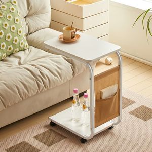 Mobile Trolley Storage Rack With Wheels Small Coffee Table For Living Room <b>Sofa</b> Bedroom Simple Design One Layer Shelf - Product Image 4