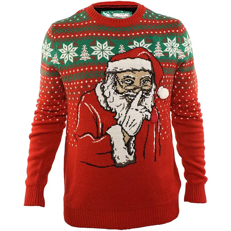 Wholesale plus size men's custom santa crewneck ugly christmas sweater