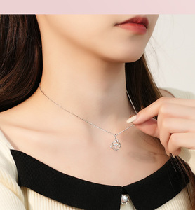 Collier en argent Sterling S925 avec cœur irisé pour femmes, chaîne de clavicule légère et luxueuse, cadeau, bijoux en argent - Product Image 3