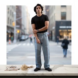 Pantalones Vaqueros de Mezclilla para Hombre, de Alta Calidad, Tejidos, Lavados, Transpirables, Casuales, Rectos, con Múltiples Bolsillos, Personalizados - Product Image 4