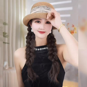 วิกผมยาวหยิกสำหรับผู้หญิง ยี่ห้อในประเทศ พร้อมหมวก ทรงผมปัดข้าง วิกผมใยสังเคราะห์คาเนคาลอน ไม่ต้องใช้กาว สำหรับทุกรูปหน้า - Product Image 3