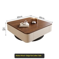 Table basse moderne simple bicolore avec plateau en bois, grand tiroir de rangement dissimulé, table centrale carrée pour salon, mobilier de maison