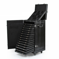 Coffret rigide résistant à l'humidité, grand format, motif crocodile, pour bagues et colliers, chariot de présentation de bijoux de luxe