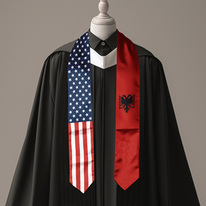 Écharpe de graduation en satin pour adultes, 13*180CM, États-Unis et Albanie, Études à l'étranger internationales - Product Image 6