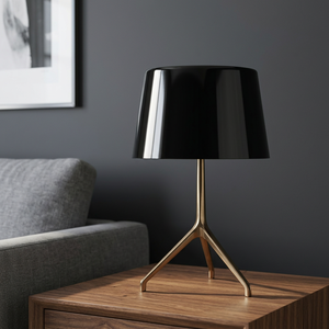 Lampe de table moderne en laiton de style mid-century, abat-jour noir en forme de tambour, source lumineuse LED E27, protection oculaire, taille moyenne, design décoratif, Wi-Fi AC - Product Image 4