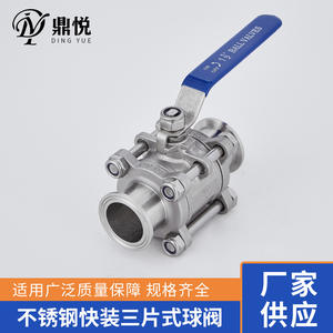 Vanne à bille à connexion rapide de type pince manuelle en acier inoxydable de qualité alimentaire 304/316, vanne à bille à trois pièces à commande manuelle - Product Image 2