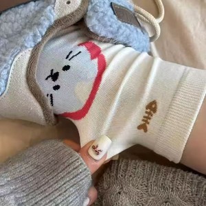 <b>Cute</b> Cartoon Seamless Mid Calf <b>Socks</b> For Women Cotton Breathable Sweat Absorbing Odor Resistant Youth Style - Product Image 2