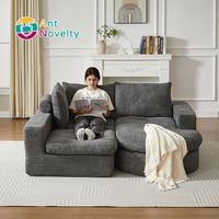 Modernes Zweisitzer-Ecksofa aus Chenille mit Geschwungenen Elementen, Liegestuhl, Vollständig Komprimiert, Modulares Design, Keine Montage Erforderlich