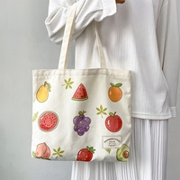 Sac fourre-tout en toile fruits littéraire d'été pour femmes avec fermeture éclair sac à main à bandoulière unique pour étudiants cartable