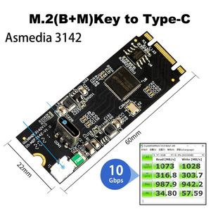 Scheda Controller Host M.<span class=keywords><strong>2</strong></span> a Type-C IOCREST Asm3142 OEM di Fabbrica, USB <span class=keywords><strong>3.2</strong></span> Gen2 10 Gbps, 1 Porta USB C M.<span class=keywords><strong>2</strong></span> 22x60 Chiave B e Chiave M per Trasferimento Dati - Product Image 2