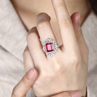 Bague en argent sterling 925 avec rubis de laboratoire couleur sang de pigeon, bijoux fins de mode pour mariage