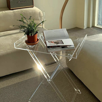 Table pliante personnalisée, plateau tv transparent, table basse en acrylique, offre spéciale